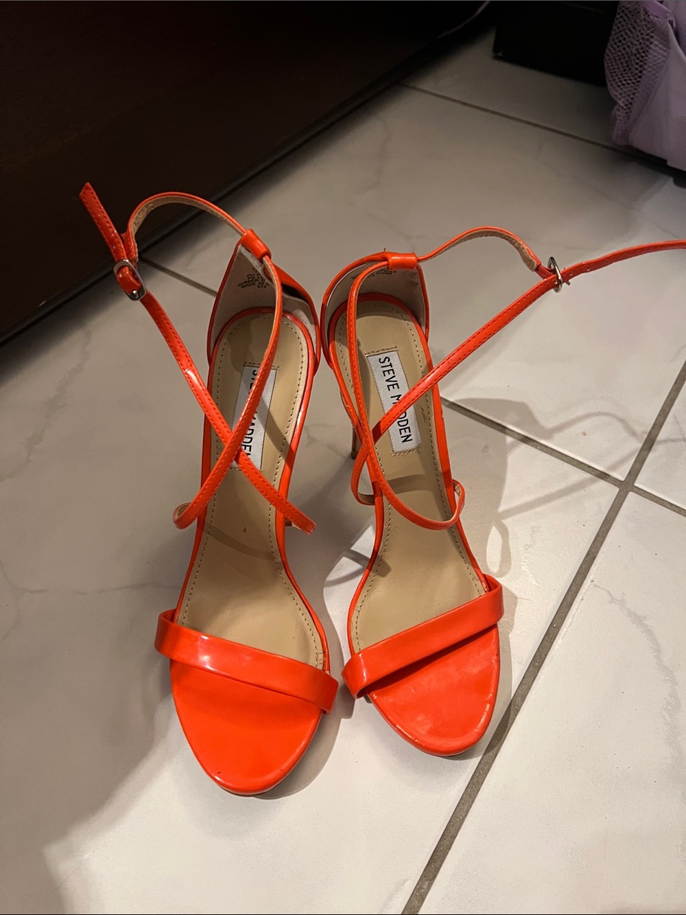 Steve Madden Bright Orange Ankle-Strap Heels NEVER WORN